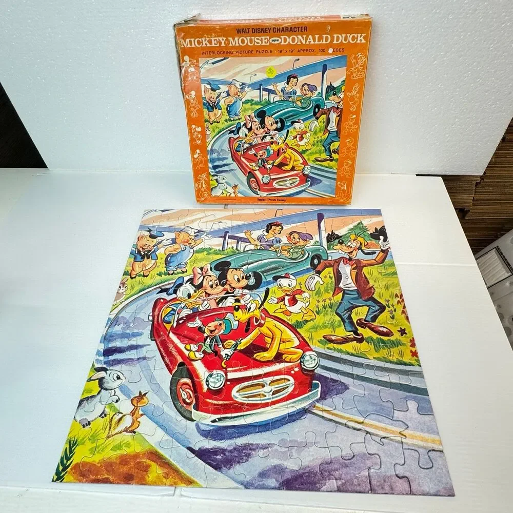 Vintage Disney private freeway Puzzle Mickey Mouse, Minnie, Donald Duck, Goofy